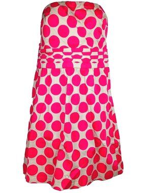 Y2k Limited Vibrant Pink Dress Polka Dot 4 Strapless Retro Barbiecore Summer